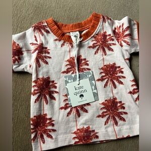 NWT Kate Quinn Palm Tree Print Short Sleeve Shirt 3-6 month